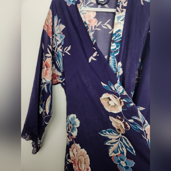 Kimono / lingerie Purple Jonquil wrap with lace XL - Picture 5 of 10